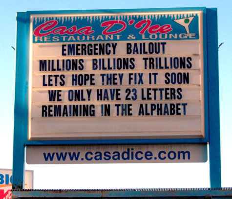 Emergency Bailout   Millions Billions Trillions   Let's Hope They Fix It Soon   We Only Have 23 Letters Remaining In The Alphabet